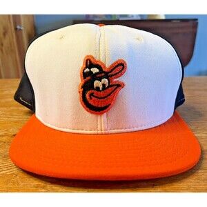Vintage Baltimore Orioles Snapback Hat 70s 80s Bird Logo AJD Unworn White Front